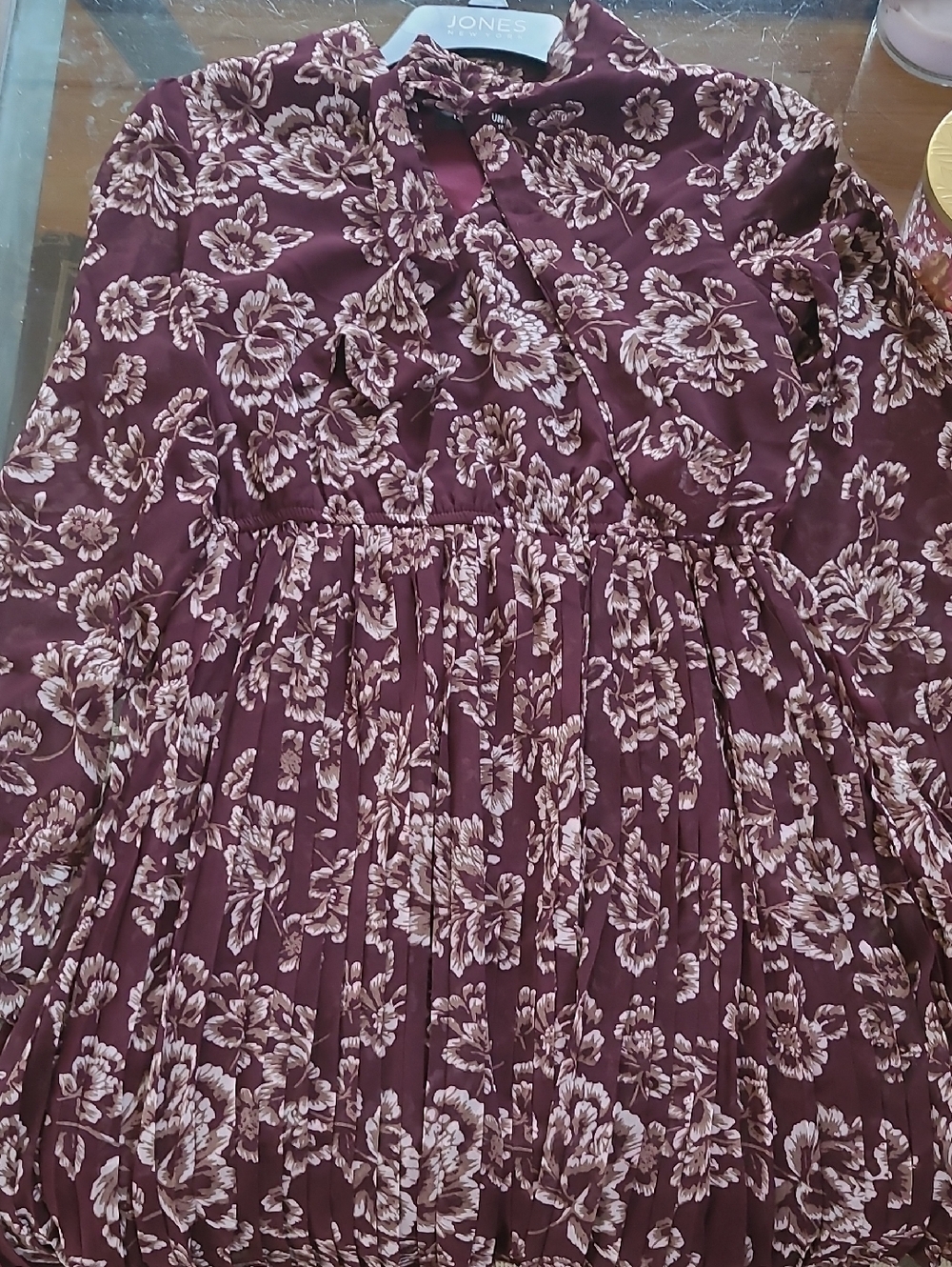 Fashion Union Adorable Pleated Tie Neck Dress Size Small